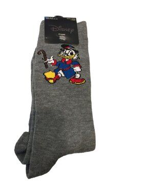 Disney Ducktales Scrooge McDuck Men's Crew Socks Size 6.5-12 Gray